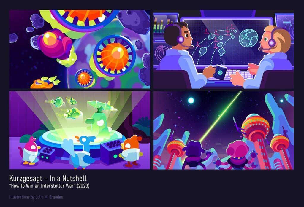 Scenes illustrated for Kurzgesagt (2023).